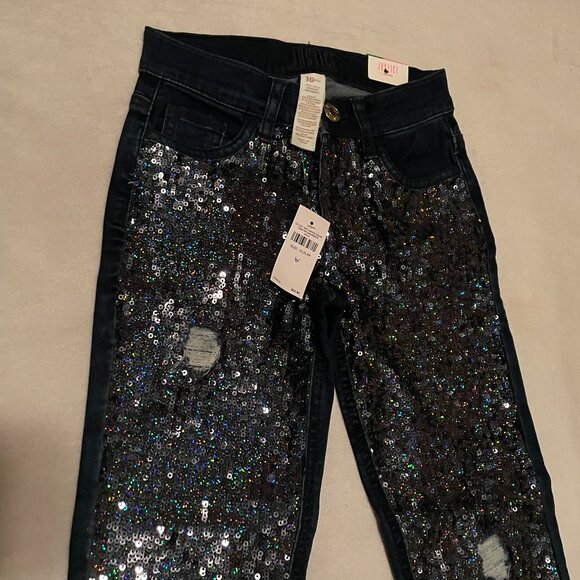 Justice Size 10 Sequin Blue Jeans Mid Rise Super Skinny. - Picture 8 of 11